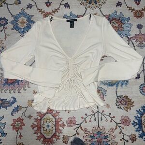 Forever 21 Cream Ruched Blouse